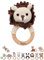 wunderwunsch® - Personalisierter Beißring Baby - Niedlicher Greifling für Baby's ab 0 Monate - Babyrassel mit Name als Baby Geschenk für Mädchen und Jungen (Löwe dunkelbraun,mit Name)