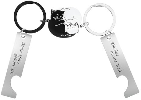 Nearockle Katze Puzzle Anhänger Süße Schlüsselbund Partner Schlüsselanhänger Liebe Geschenk Freundin Geburtstag, Edelstahl Keychain Cute Geschenk für Frau Couple Freund Ehemann Jubiläums