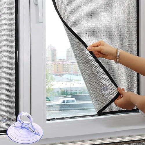 Window Thermal Insulation Film,8mm Thick Aluminium Foil,Weatherproofing,Sunshade,for Loft Boat Caravan Home Roof Shed,Suction Cup Installation,Customizable (90cm x 140cm(35'' x 55'')