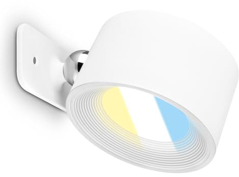 BRILONER - Wandleuchte ohne Stromanschluss mit Akku, magnetisch abnehmbar, 360 Grad drehbar, dimmbar, CCT, Wandleuchte Innen, Wandlampe, Bettlampe, Lampe Bett, Leselampe, 8,7x7,5x4,8cm, Weiß