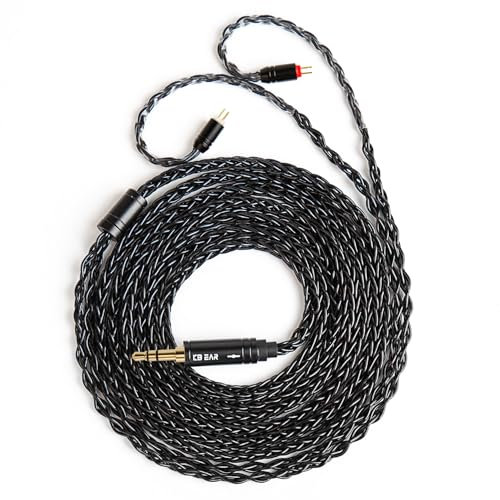 keephifi 2 metros Cable de Auriculares KBEAR ST12 Plus 2m Cable de IEM 8Core 4N OFC Plateado Cable de extensión de Auriculares, 2m 2 pin 3,5 mm, para KZ EDX PRO/ZSN PRO/ZS10 PROX(negro 3,5 mm 2 pin)