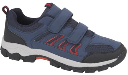 Men's Wide Fitting Breathable Lace Up Padded Collar Hiker Trainers (Navy Strap, UK Footwear Size System, Adult, Men, Numeric, Wide, 10)