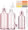 Xishoyen 3 Stück Leere Rosa Pipettenflasche, 50ml/100ml Flasche mit Pipette, Dropper Bottle mit Aufkleber, Trichter und Pipette, Dropper Bottle Tropfflasche für ätherisches Öl, Parfüm, Aromatherapie