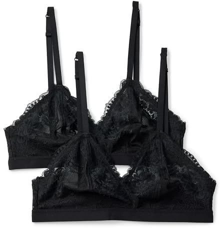 Amazon Essentials Damen Stretch-Triangel-Bralette mit Galonspitze, 2er-Pack