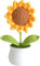 Handcrafted Crochet Sunflower in White Ceramic Pot, Decorative Artificial Plant for Office Desk Car Dashboard Decor, Funny Gifts for Women Birthday Christmas Party