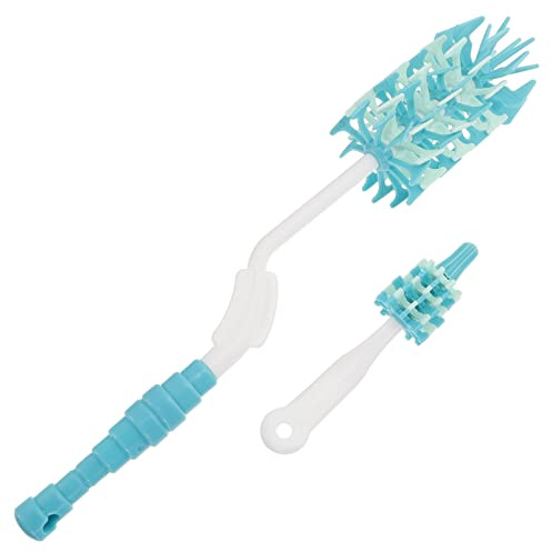 Milisten 2 Pièces Brosse de Nettoyage Silicone pour Biberons et Verres Nettoyeur Portable pour Gobelets avec Poignée Longue Matériau Certifié Alimentaire Couleur Bleue