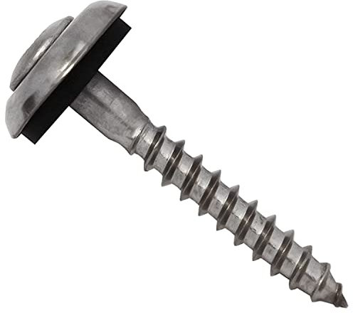 TWISTEC Lot de 100 vis étanches 4,5 x 45 mm avec rondelle d'étanchéité de 15 mm, en acier inoxydable A2