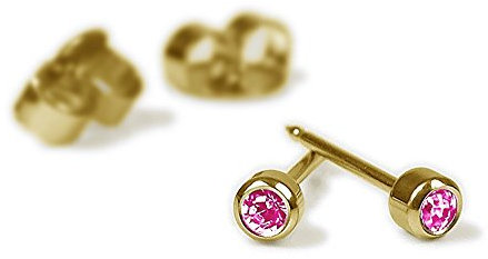 Minott Erstohrstecker Ohrschmuck Ø 2,8mm aus Edelstahl Vergoldet mit Kristall 100% Steril 27218