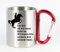 CreaLuxe Edelstahltasse mit Karabiner - Leg Dich nie mit einem Reiter an - 330ml, Tasse bedruckt, Kaffeetasse, Bürotasse, Metalltasse