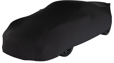 Car-e-Cover© Auto Abdeckplane – Indoor Autoplane Perfect Stretch – 180 g/m² elastisches Jersey – Atmungsaktiv – Konturgenau – Staubschutz – Für Garage & Halle - (Schwarz, XXL)