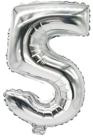 Folienluftballon 35 cm x 20 cm silber 5 86835 Papstar Zahlenluftballons Hochzeit Jubiläum Geburtstag Party Feier