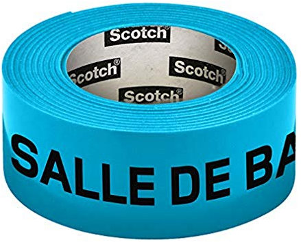 Scotch 300153G Pre-Printed Neon Adhesive Tape for Bathroom 30 mm x 50 m Blue