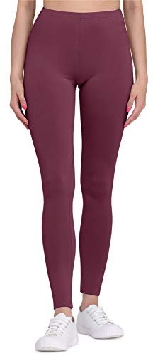 Bellivalini Leggings Damen aus Viskose Ganzjährig Bequeme Bekleidung Damen für tägliches Tragen oder Sport BLV50-147 (Weinrot, XS)