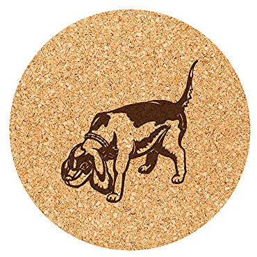 Lot de 6 Dessous de Verre en liège gravés Chien de Chasse 3