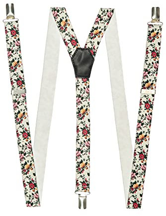 DWOY Hosenträger Damen 25mm breit Y-Form mit 3 stabilen Clips (Floral 1)