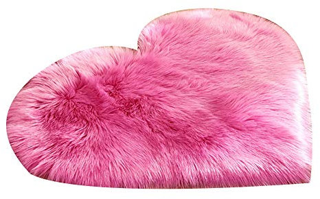 KingbeefLIU Tapis en Peluche en Forme De Coeur Tapis De Salon Antidérapant Tapis De Coussin Tapis Décor à La Maison Rose