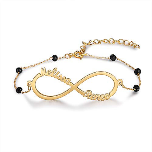 kaululu Personalisierte Damen Infinity Armbänder mit Gravur Namensarmbänder mit Kinder Namen für Mutter Tochter Schmuck Geburtstags Geschenke für Frauen Bff Schwester (#2)