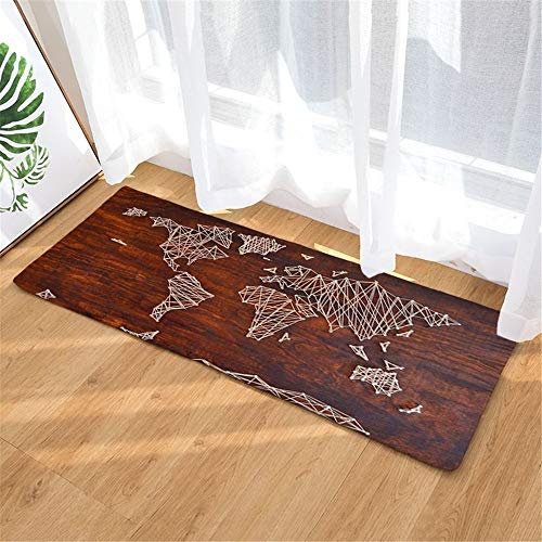 3D Global Karte Schmetterling Lila Lavendel Rutschfest Badezimmer Teppich Badeteppich, Waschbar und Schnelltrocknend, Duschvorleger Mikrofaser Waschbar Badewanne Matten (Braun,40x60cm)