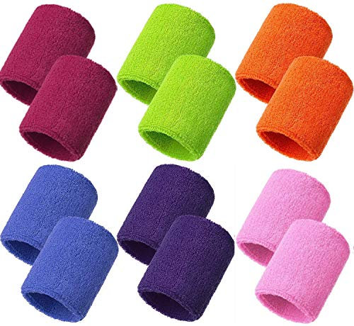 Schweißbänder Absorbierende,Schweissband Handgelenk 6 para Elastische Baumwolle Sport Wristbands für Tennis Squash Badminton Turnhalle Basketball