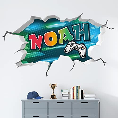 tjapalo® v169 Cooles gamer Wandtattoo Junge Name wandtattoo gamer graffiti Wandtatoo Kinderzimmer Junge mit Wunschname, Größe: B100xH58cm