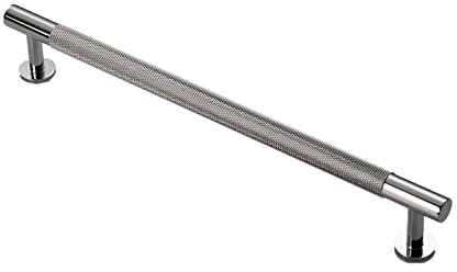 Carlisle Brass Knurled Pull Handle – 224mm Antique Brass Cupboard & Drawer Handle - Matt Black