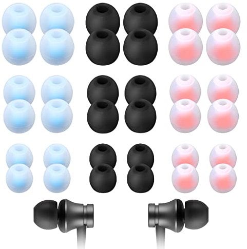 PROUSKY Replacement Earphone Tips, 36 Pieces Earbuds Tips Headphone Silicone Noise Isolation Cover Cancelling Earphones, for 4.5mm to 6mm Headphones, 3 Color, Size, Blue,Black,Red