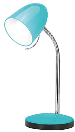 Schreibtischlampe Tischleuchte Leselampe Klemmleuchte Nachttischleuchte Retro aus Metall mit Schwanenhals, schwenkbar, mit Schnurschalter, Fassung E27 (mit Leuchtmittel, Tischleuchte petrol)