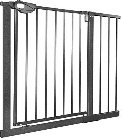 UISEBRT Treppenschutzgitter Ohne Bohren Türschutzgitter Kinder Treppengitter Türgitter Baby, 95-105cm breit, Selbstschließend, Einhändiges Öffnen Metall Gitter, Schwarz