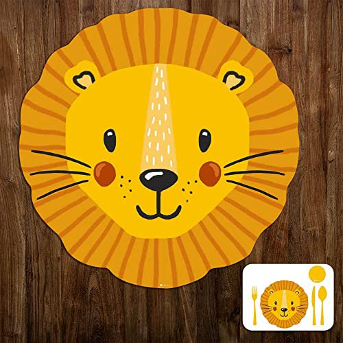 INSPIO Spielteppich Kleiner Löwe und personalisiertem Namen Teppich mit Wunschname für Kinderzimmer 113cm Material: Vinyl