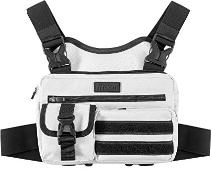 Fitdom, Mochila táctica Deportiva para Pecho Mochila Frontal para Hombre, con Soporte para teléfono Integrado Esta Bolsa de Equipo EDC Entrenamientos, Ciclismo y Senderismo, Blanco,