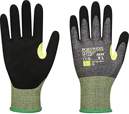 Portwest - Cut resistant gloves with E-level nitrile foam. Size: 2XL, Grey / Black, XXL