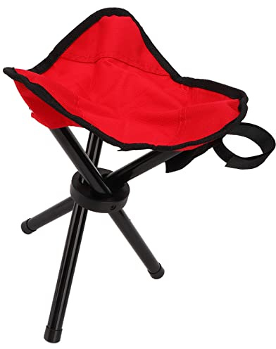 Fockety Sgabello da Campeggio, Sgabello Treppiede Portatile Pieghevole Leggero 600D, Sedile Treppiede Durevole per Adulti per Zaino in Spalla, Escursionismo, Caccia, Pesca, Viaggi, Passeggiate(Rosso)
