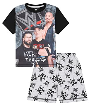 WWE Roman Reigns Randy Orton John Cena World Wrestling Entertainment - Pigiama corto per ragazzi, Grigio, 9-10 Years