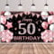50.Geburtstag Banner Roségold Schwarz,BTZO 50.Geburtstagsbanner,Deko 50 Geburtstag Dekoration Banner Hintergrund für 50 Frauen und Männer Geburtstagsfeier Deko