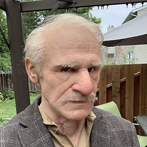 EAGSTRIKY Vieil homme masque réaliste Latex masque rides visage vieil homme masque effrayant pleine tête Halloween masques Cosplay fête masque accessoires de déguisement (A)