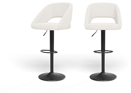 BAÏTA 2 Hocker Lenny aus weißem Stoff und schwarzen Metallbeinen