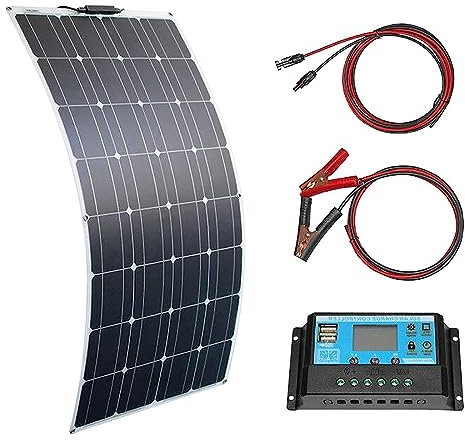 PixCy 300w Kit Panneau Solaire Panneaux Solaires Souple Photovoltaïque Monocristallin Module Contrôleur pour Camping-Car, Bateau, Toit