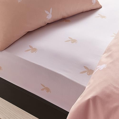 Playboy Iconic Bunny with Pocket King Spannbetttuch, Weiß