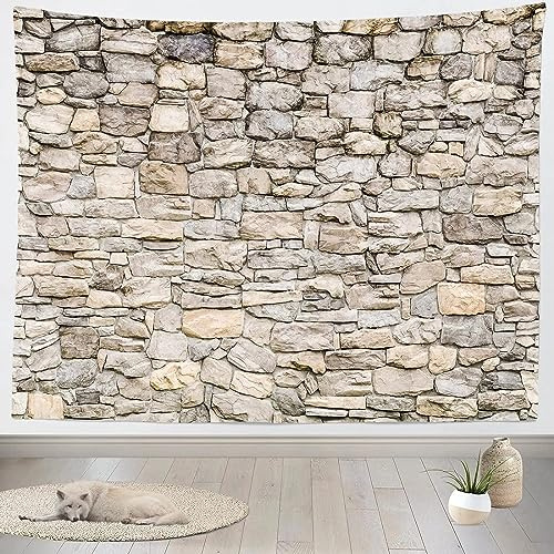 Sxakswol Wandteppich Groß Steinwand Wandteppich 200x200 Wandbehang Stein, Tapisserie 3D Wandtuch Aesthetic Wandteppiche für Wohnzimmer Schlafzimmer Wohnheim Wanddeko