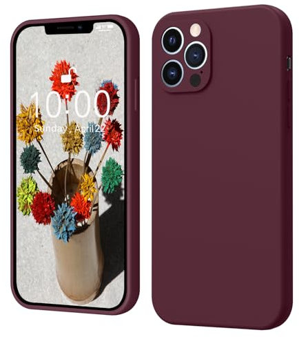 ElestBela für iPhone 12 Pro Hülle Silikon Case, Handyhülle für iPhone 12 Pro Ultra Dünn Slim mit Microfiber, Kratzfeste Rundumschutz Case Schutzhülle Hülle Weinrot
