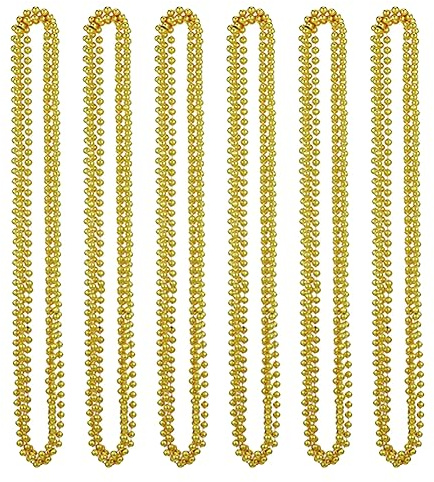 Lot de 12 colliers de perles métalliques de 83,8 cm pour carnaval, fête, costume de vacances, Circumference approx. 84cm, Pas de gemme