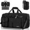 FIORETTO 45L Womens Mens Gym Sports Duffle Bag with Shoes Compartment, Water- Resistant Travel Bag with Trolley Sleeve, Weekend Overnight Hospital Bag Sports Holdall Backpack Black