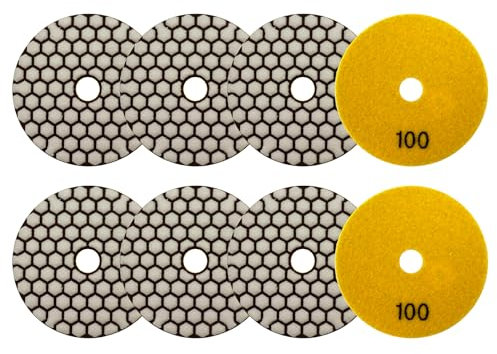 VENJELD Trockene Diamant Polierscheibe - 8 Stücke Körnung 100 Polierpad 100mm für Granit Marmor Kunststein Quarz für Winkelschleifer