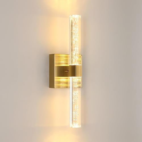 Comely Wandleuchte LED Innen, 12W 1500LM Wandlampe Innen 360° Drehbare, Gold Wandbeleuchtung LED für Wohnzimmer Schlafzimmer Korridor Treppenhaus Flur, Warmes Weiß 3000K