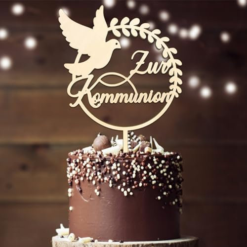 Tortendeko Kommunion, Cake Topper Zur Kommunion aus Holz, Kommunion Torten Topper, Erstkommunion Deko Junge Mädchen Geschenke Gastgeschenke, Kommunionsgeschenke