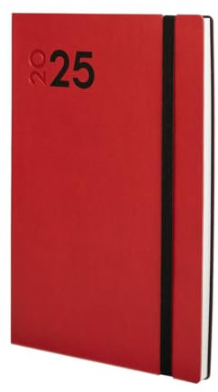 Finocam - Kalender Dynamic Mara 2025, Wochenansicht, vertikal, Januar 2025 - Dezember 2025, 12 Monate, Rot, Spanisch