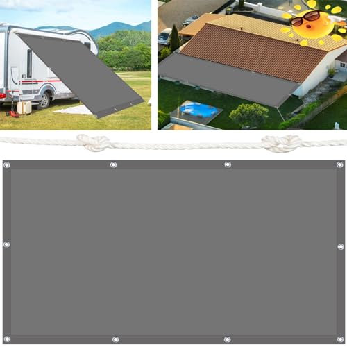 Quadratisch Sonnenschutz Markise 10.9 x 11.9 m Markise Baldachin Wetterschutz 98% UV Schutz Sonnenschutz für Garten Terrasse Balkon, Hellgrau