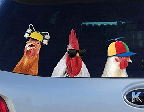 2 x Huhnriss-Autoaufkleber, niedlicher 3D-Huhn-Aufkleber, Autoaufkleber für Autofenster, Stoßstange, Vinyl-Aufkleber, realistischer Tier-Auto-Fensteraufkleber, Autotür, Fenster, selbstklebend,