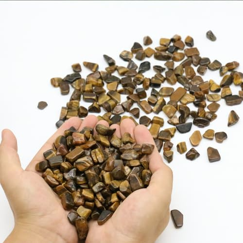 VMDEKK Tiger Eye Natural Tumbled Stones and Crystals in Bulk for Healing, Reiki, Meditation, Witchcraft, Home Decor,Shaped Stones Perfect for Plants, Cacti,Succulents,vase Filler 2Lb.