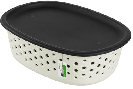 Aufbewahrungsbox 0,8l mit deckel – 19 x 14 x 6 cm - Aufbewahrungskorb Behälter aus Kunststoff BPA Free Körbe zur Aufbewahrung Aufbewahrungsbox Luftzirkulationssystem Stapelbox Kiste, Weiß